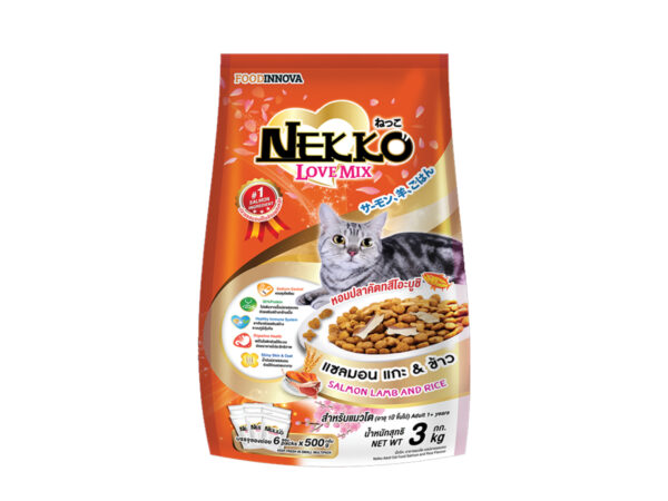 Nekko Love Mix Salmon Lamb & Rice Cat Adult Dry Food 3kg bd