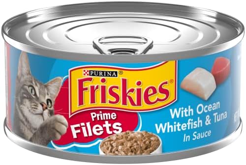 Friskies Adult Cat Food Canned Prime Filets With Ocean Whitefish & Tuna In Sauce 156g