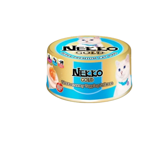 Nekko Gold Canned Cat Food Tuna Creamy Topping Salmon 85g bd