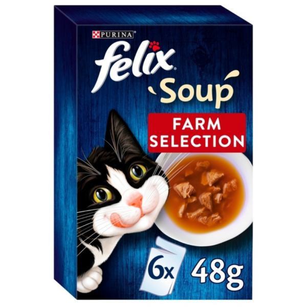 Purina Felix Soup Farm SelectionBeef,Lamb,Chicken Flover (3×2=6 pcs 48g) 1Box 288g