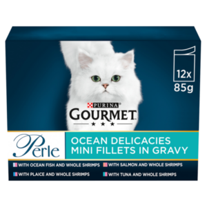Purina Gourmet Perle Pouch Ocean Delicacies *Ocean Fish *Plaice *Salmom * Tuna Whole Shrimp 85gm bd