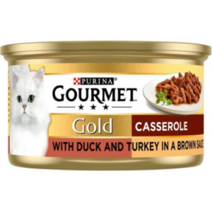 Purina Gourmet Gold Can Casserole With Duck And Turkey in A Brown Sauce 85gm bd