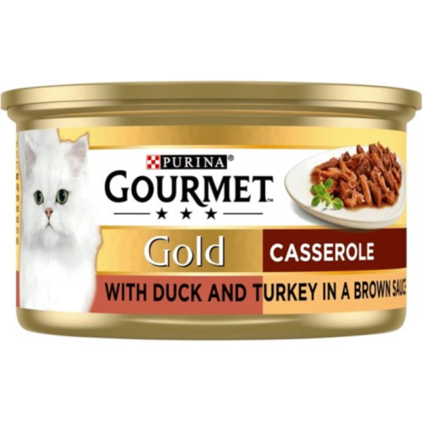 Purina Gourmet Gold Can Casserole With Duck And Turkey in A Brown Sauce 85gm bd