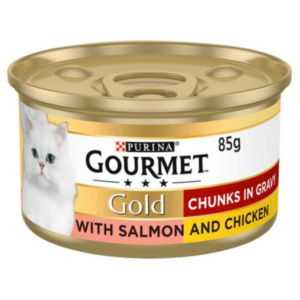 Purina Gourmet Gold Chunks in Gravy with Salmon and Chicken 85gm Cat Can Food bd