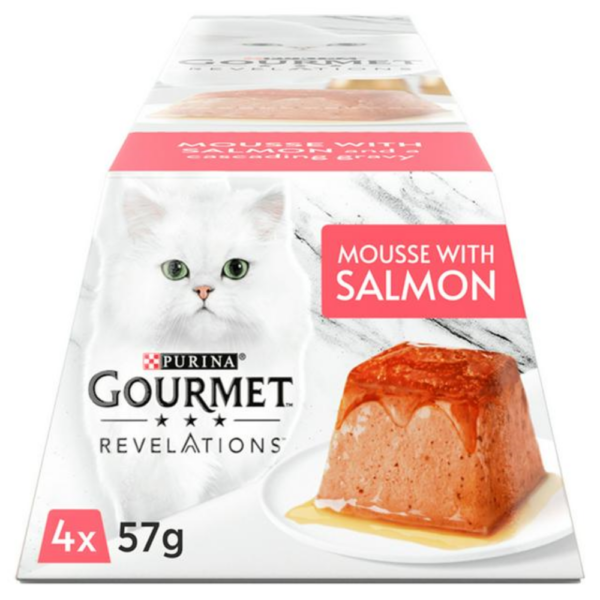 Purina Gourmet Cup Revelations Mousse with Salmon and a Cascading Gravy 57gm bd