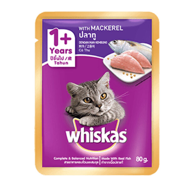 Whiskas Adult Cat Pouch (1+ year) – Mackerel 85g bd