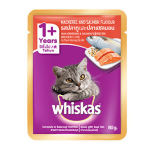 Whiskas Adult Cat (1+ year) Pouch – Mackerel & Salmon 85g bd