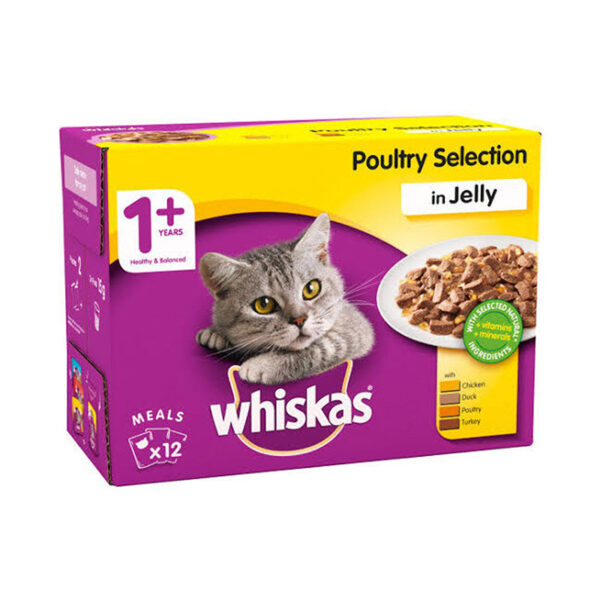 Whiskas Adult Cat (1+ year) Pouch – Poultry Selection Chicken, Duck, Poultry, Turkey 100g (UK) bd