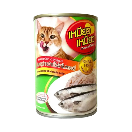 Meow Meow Canned Cat Food Tuna Topping Chicken in Jelly 400gm BD